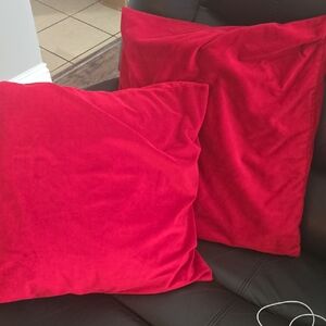 Vibrant Red Velvet Throw Pillows